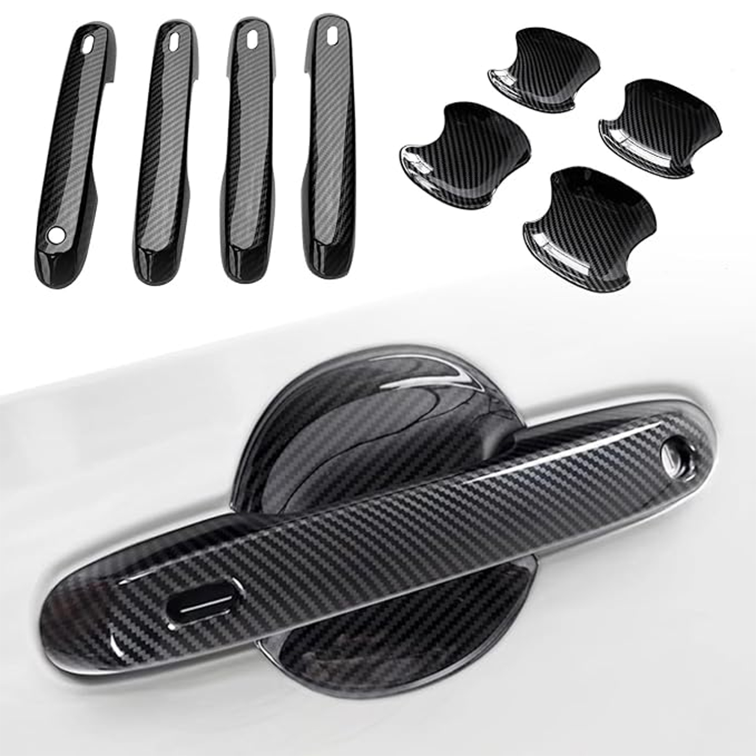 8PCS Side Door Handle+Bowl Overlays Cover Trim For Toyota Grand Highlander 2024 2025 Limited/Platinum/ Lexus GX550 2024 2025